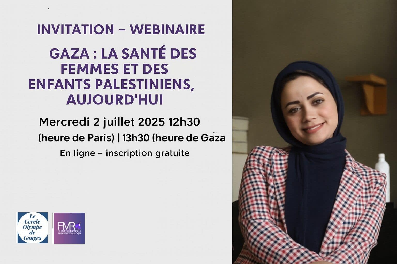 Invitation au webinaire Gaza : la santé des femmes et des enfants palestiniens aujourd'hui